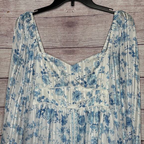 Altar’d State Alyssa Blue Floral Mini Dress Size Medium New - Picture 11 of 12